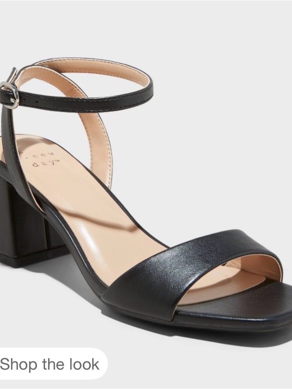 Black Block Heel Ankle-Strap Sandal
